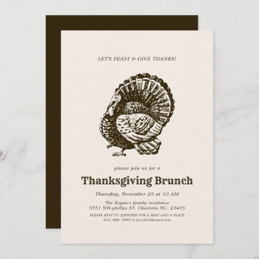 Wild Turkey Thanksgiving Brunch Kaart (Voorkant / Achterkant)