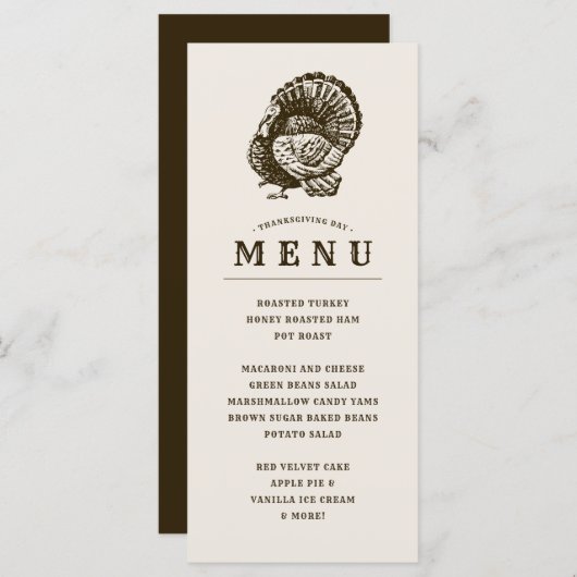 Wild Turkey | Thanksgiving Gepersonaliseerd menu (Voorkant / Achterkant)