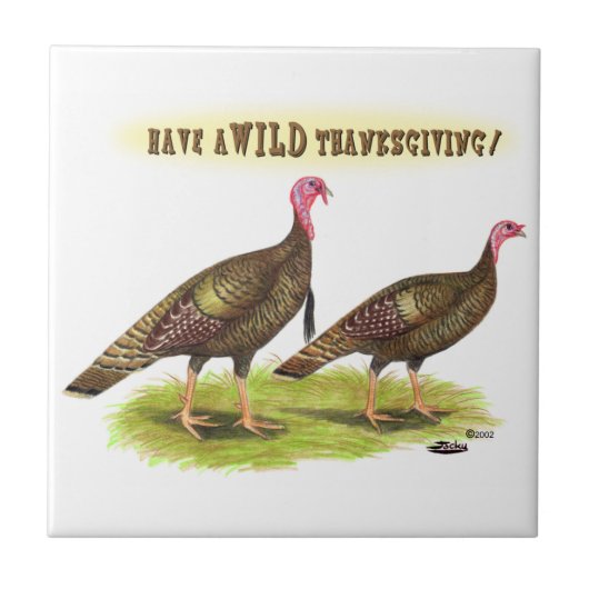 Wild Turkey Thanksgiving Tegeltje (Voorkant)