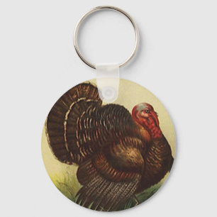 Wild Turkey tom gobbler strutting sleutelhanger Bi
