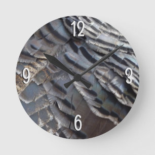 Wild Turkey-veren II Abstracte Natuur Ontwerp Ronde Klok