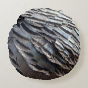 Wild Turkey-veren II Abstracte Natuurontwerp Rond Kussen