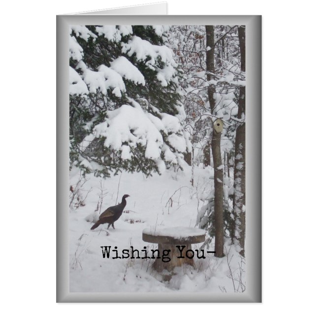 Wild Turkey Waling on Snow Framed Kaart (Voorkant)