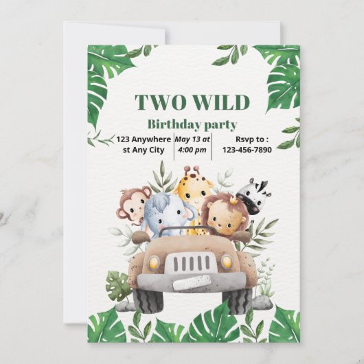 Wild TWO Boy 2e Verjaardag uitnodiging (Voorkant)