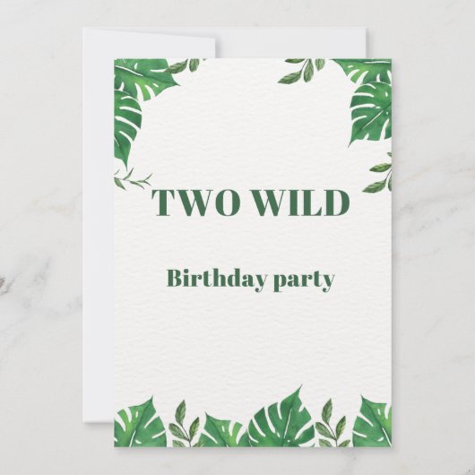 Wild TWO Boy 2e Verjaardag uitnodiging (Achterkant)