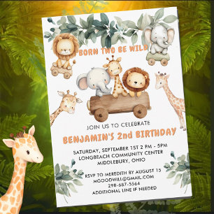 *Wild Two Jungle Safari 2e verjaardagsfeestje Kaart