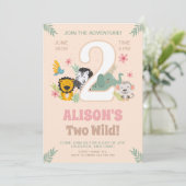 Wild Two Safari Pastel tweede verjaardag Kaart (Staand voorkant)