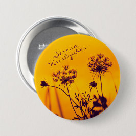 Wild Umbel Flowers schetst Paars en Gold Elegant Ronde Button 7,6 Cm