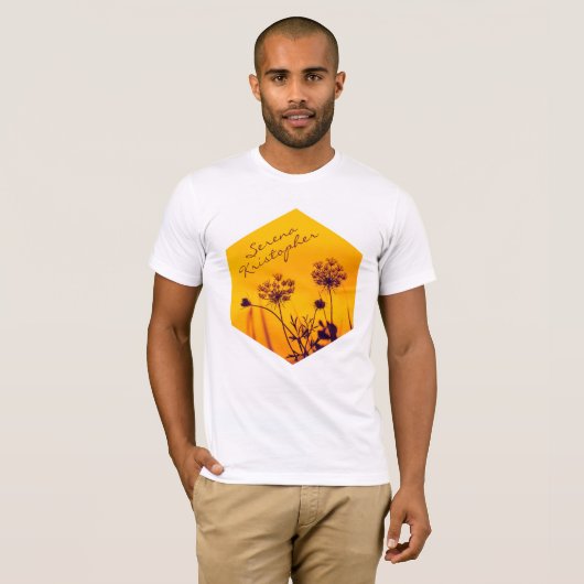 Wild Umbel Flowers schetst Paars en Gold Elegant T-shirt (Voorkant volledig)