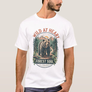 Wild van Hart Bos Ziel Beer Vintage Buiten T-shirt