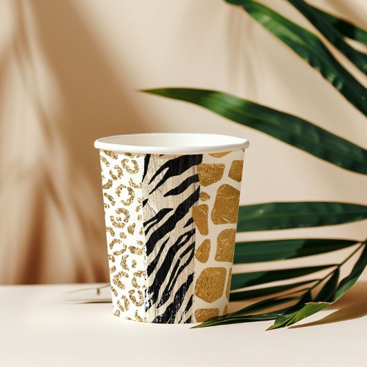 Wild verjaardag dier print goud Safari Papieren Bekers