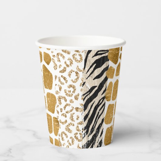 Wild verjaardag dier print goud Safari Papieren Bekers (Achterkant)
