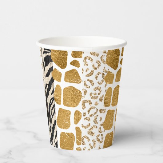Wild verjaardag dier print goud Safari Papieren Bekers (Rechts)