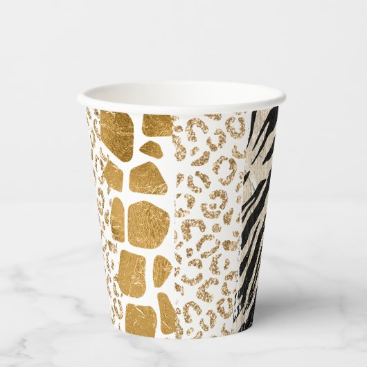 Wild verjaardag dier print goud Safari Papieren Bekers (Voorkant)