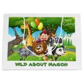 Wild Verjaardag Gepersonaliseerd Oerwoud thema Gif Groot Cadeauzakje (Voorkant)