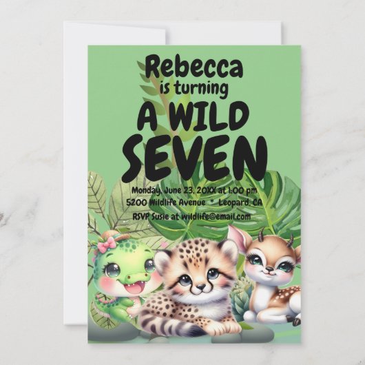 Wild verjaardagsfeest 2-zijdige uitnodigingen (Achterkant)