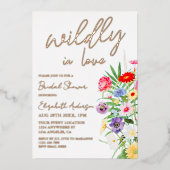 Wild Verliefd Bruidsfeest Folie Uitnodiging (Voorkant)