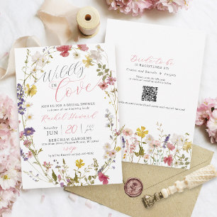 Wild Verliefd Bruiloft met Wilde Bloemen Bruidssho Kaart