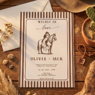 Wild Verliefd Western Cowboy Paard Rustieke Trouwd Kaart