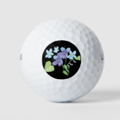 Wild Violet Bloemen Illustratie Zwart Golfballen (Voorkant)