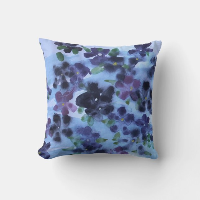 Wild Violet Paarse en Blue Designer Sierkussen (Voorkant)