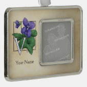 Wild Violet Specialized Flower Monogram Verzilverd Omlijst Ornament (Rechts)