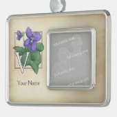 Wild Violet Specialized Flower Monogram Verzilverd Omlijst Ornament (Links)