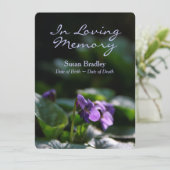 Wild Violets Celebration of Life Begrafenis Kaart (Staand voorkant)