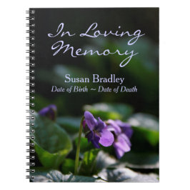 Wild Violets Floral Foto Memorial Guest Book SpNB Notitieboek