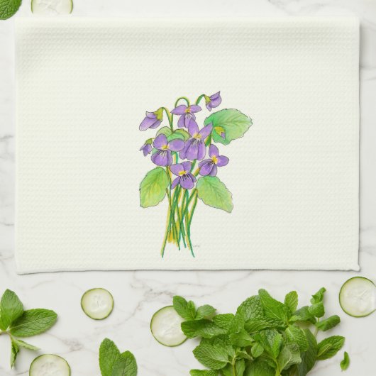 Wild Violets Kitchen Towel Theedoek (Gevouwen)