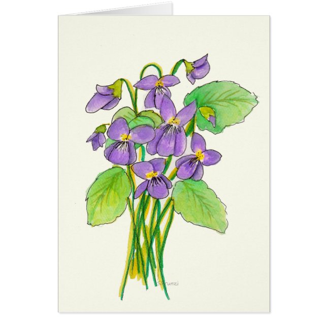 Wild Violets Verjaardag Kaart (Voorkant)