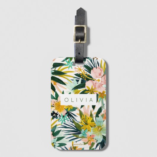 WILD VOELT Tropische Hibiscus Bloemen Custom Bagagelabel (Voorkant (verticaal))