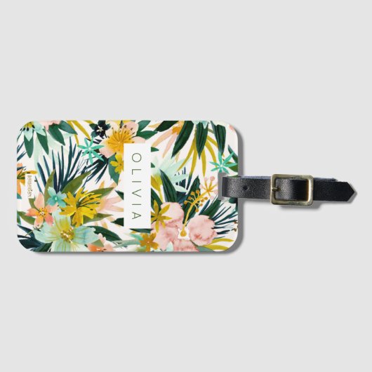 WILD VOELT Tropische Hibiscus Bloemen Custom Bagagelabel (Voorkant (horizontaal))