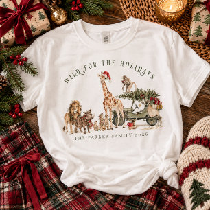 Wild voor de Feestdagen Watercolor Safari Familie T-shirt