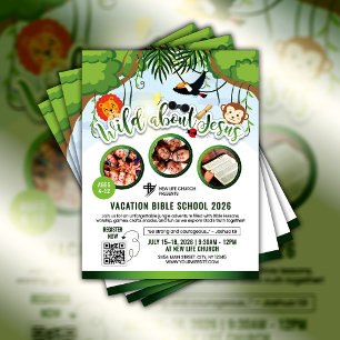 Wild Voor Jezus Vakantie Bijbel School Jeugd Kerk Flyer