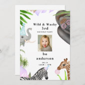 Wild & Wacky Oerwoud 3rdy Boy Foto Birthday Party Kaart (Voorkant / Achterkant)