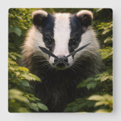 Wild watcher, Majestic British badger Square wall Vierkante Klok (Voorkant)