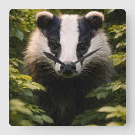Wild watcher, Majestic British badger Square wall Vierkante Klok