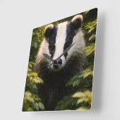 Wild watcher, Majestic British badger Square wall Vierkante Klok (Hoek)