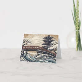 Wild water met brug feestdagen kaart