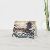 Wild water met brug feestdagen kaart (Voorkant)