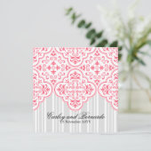 Wild Watermelon Wedding Damask Pattern Aangepast Kaart (Staand voorkant)