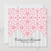 Wild Watermelon Wedding Damask Pattern Aangepast Kaart (Voorkant)