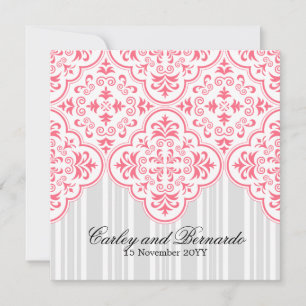 Wild Watermelon Wedding Damask Pattern Aangepast Kaart