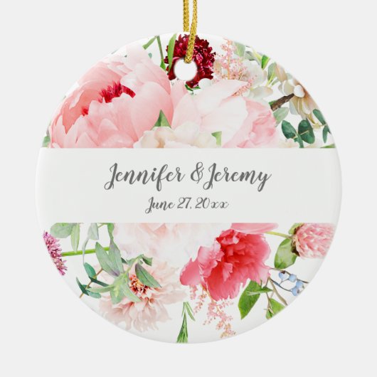 Wild Waterverf Garden Wedding Keepslag Keramisch Ornament (Voorkant)