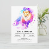 Wild Waterverf Lion Birthday Kaart (Staand voorkant)