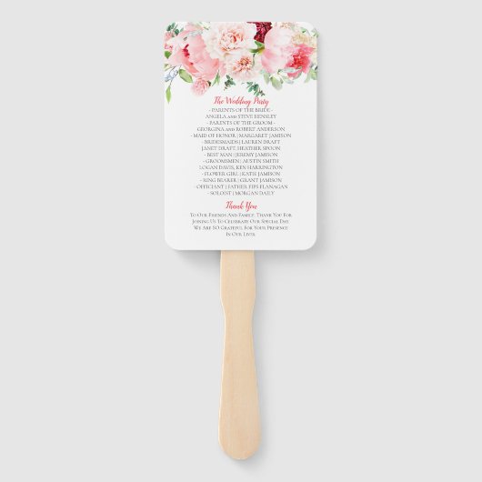 Wild Waterverf Tuin Bloemen Bruiloft Handwaaier (Achterkant)