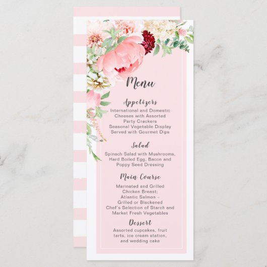Wild Waterverf Tuin Bruiloft | Menu (Voorkant / Achterkant)