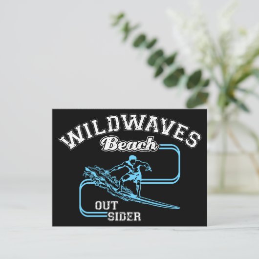  Wild Waves Beach Outsiders Surf Feestdagenkaart (Staand voorkant)
