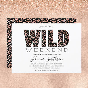 Wild Weekend Roos Gold Leopard Bachelorette Invita Kaart